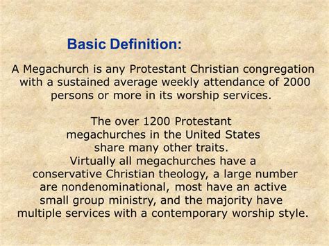 The definition of a Megachurch from Hartford Institute for Religion .